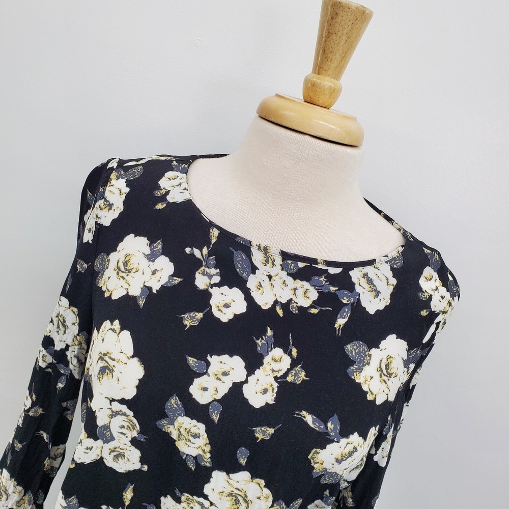 Daniel Rainn Floral‎ Chiffon Blouse Sheer Lightweight Long Sleeve Work Office M - Picture 8 of 14